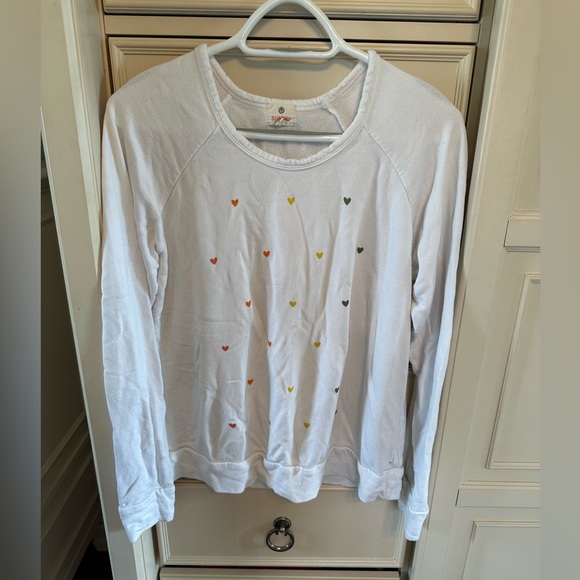 Sundry sweatshirt size 2 medium white with hearts - Picture 1 of 3